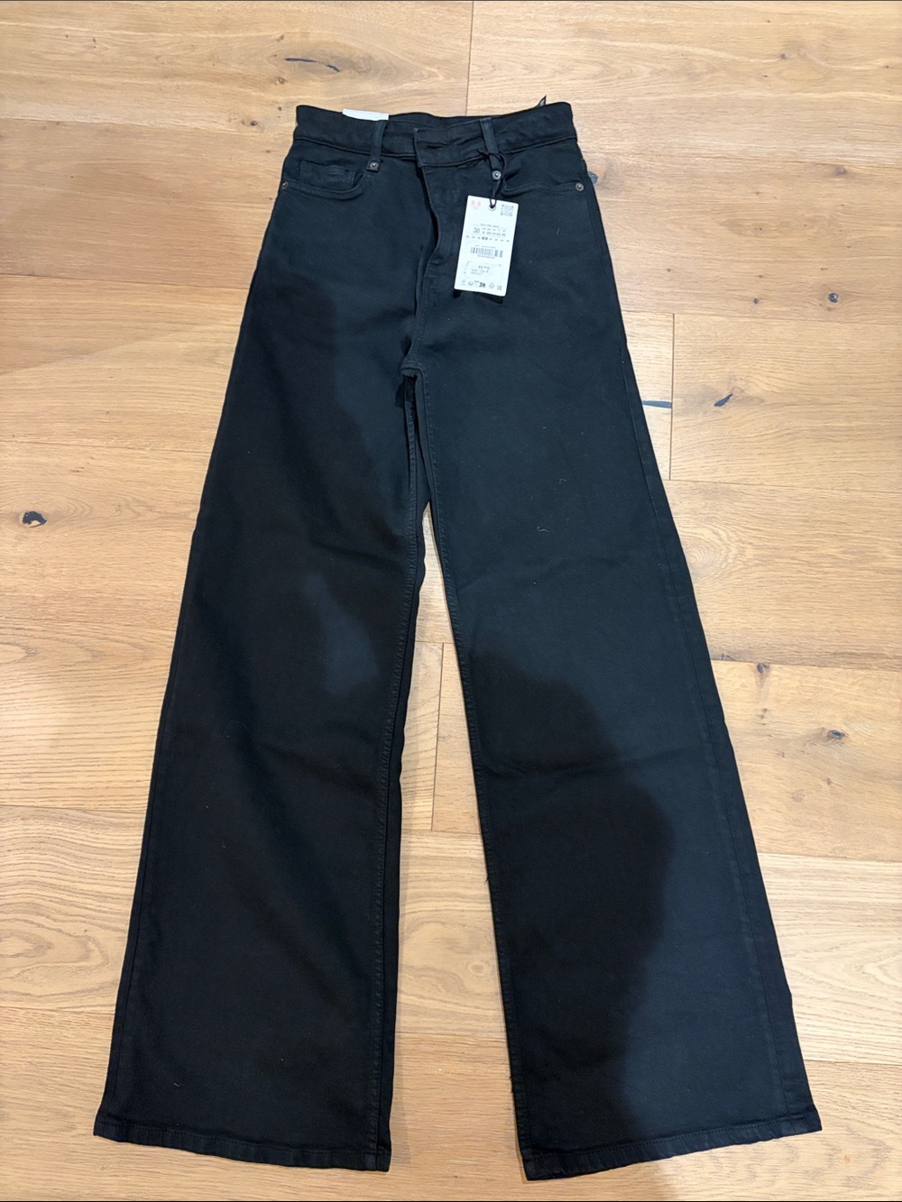 NWT Zara Women’s High-Waist Wide-Leg Jeans - Black